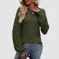 Wholesale Women's Ribbed Long Sleeve T-Shirt – Loose Ruffle-Sleeve Top