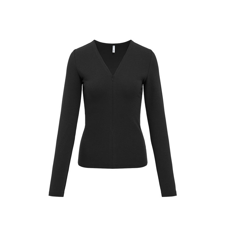 Zip adjustable V-neck slim top