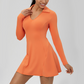 Wholesale Women's Long Sleeve V-Neck Tennis Dress – Quick-Dry Slim Fit Athletic Dress