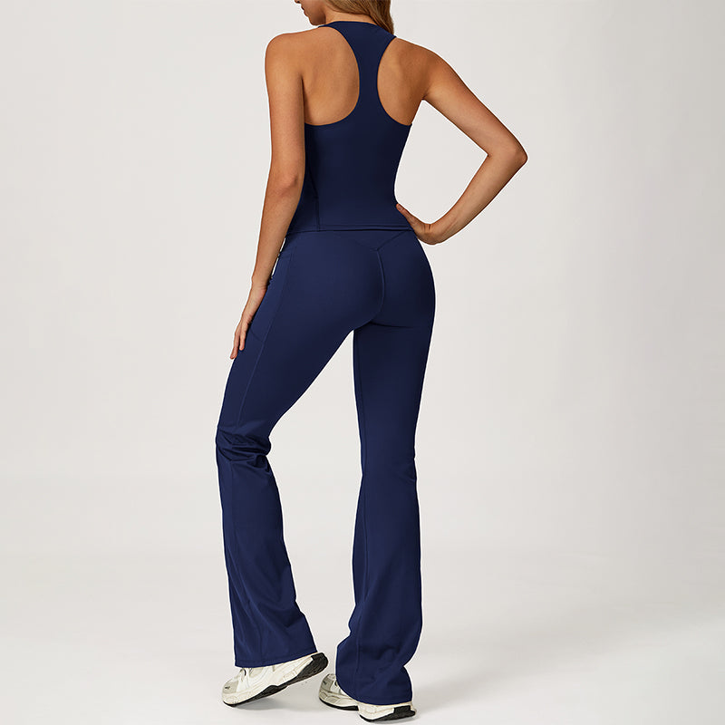 THIN STRAPS TANK TOP + Slim-fit athletic flare pants 2-PIECE SET