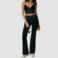 Wholesale Women's Quick-Dry Padded Cami & Striped Wide-Leg Yoga Pants Set