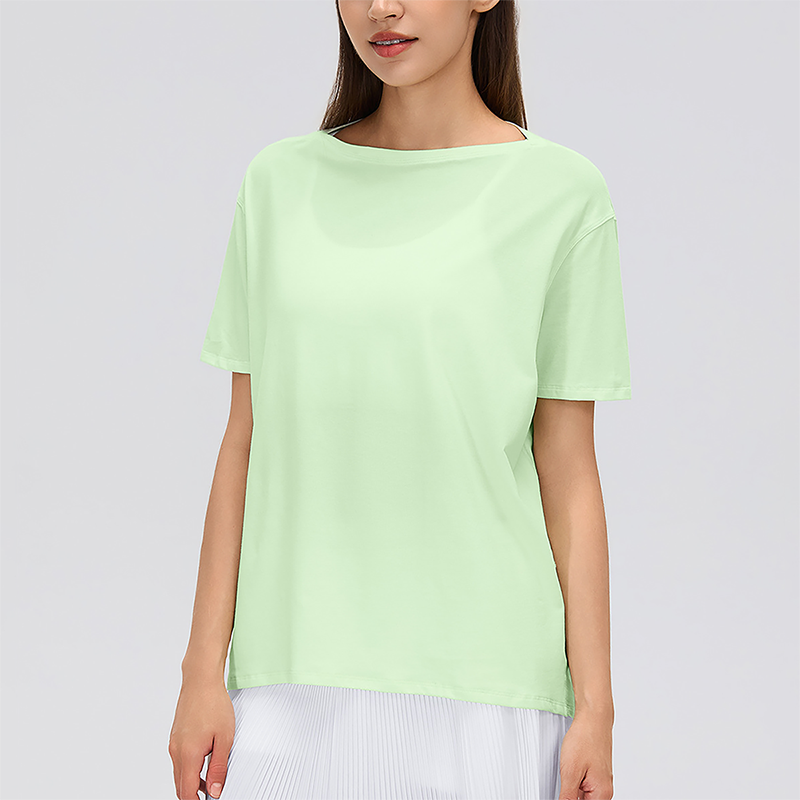 Wholesale Thin Loose Short-Sleeve T-Shirt Yoga Cover-Up
