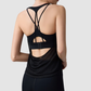 Wholesale Women's Open-Back Yoga Vest – Faux Two-Piece Halter Sports Top with Built-in Bra