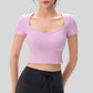 Wholesale women's yoga t-shirt with pads | Wonderxfans bulk activewear