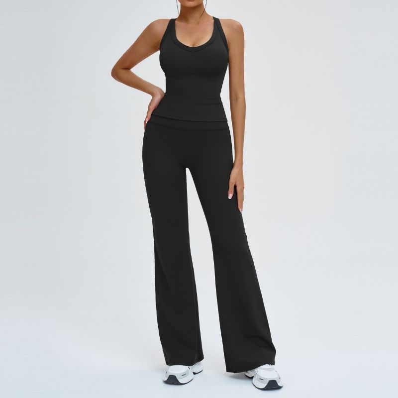 Wholesale U-neck tank top + flared pants