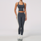 Wholesale Women's Colorblock Bare-Feel Yoga Set Tank Top & Leggings w/ Chest Pad
