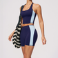 Wholesale Women's Colorblock Bare-Feel Yoga Set Tank Top & Shorts w/ Chest Pad