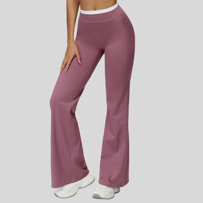 Contrast-colored sport slightly flared pants