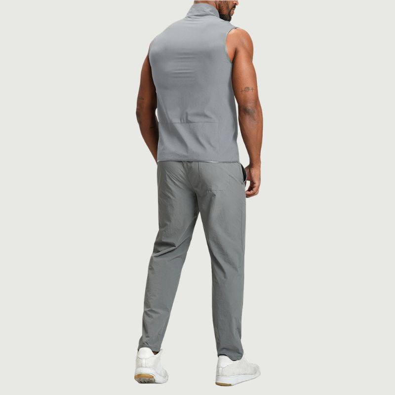 Wholesale mens stand collar zip tank top