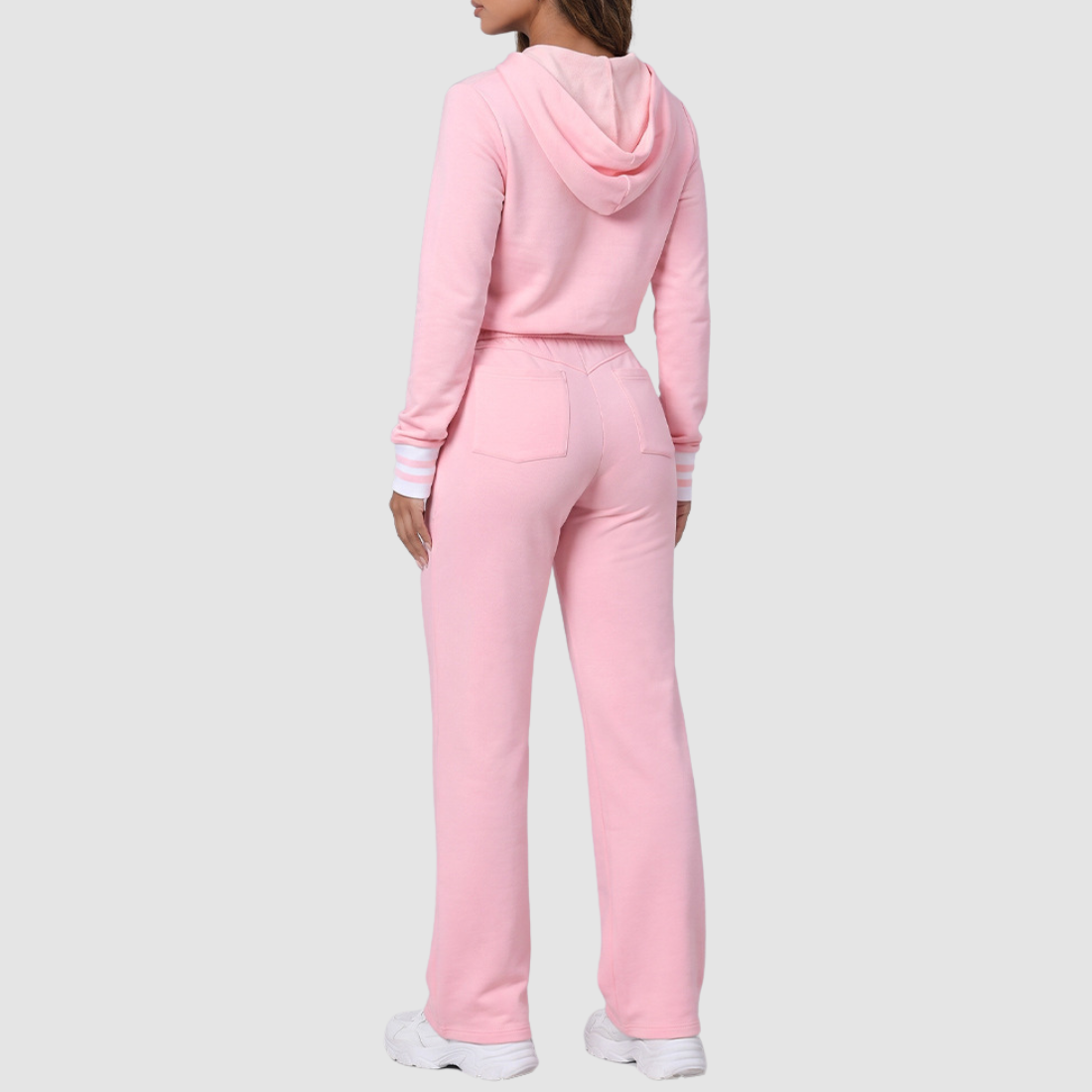 Women's Wholesale Activewear Hooded Zip Color-Block Wide-Leg Jumpsuit
