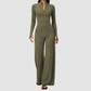 Wholesale Women's Zip-UP Long-Sleeve Wide-leg Yoga Overalls Bodysuit