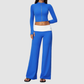 Wholesale Women’s Stand-Collar Zip Jacket & Flared Yoga Pants Set