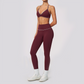 Wholesale Women's Brushed Yoga Set: V-Neck Bra & Leggings – Colorblock Tummy Control