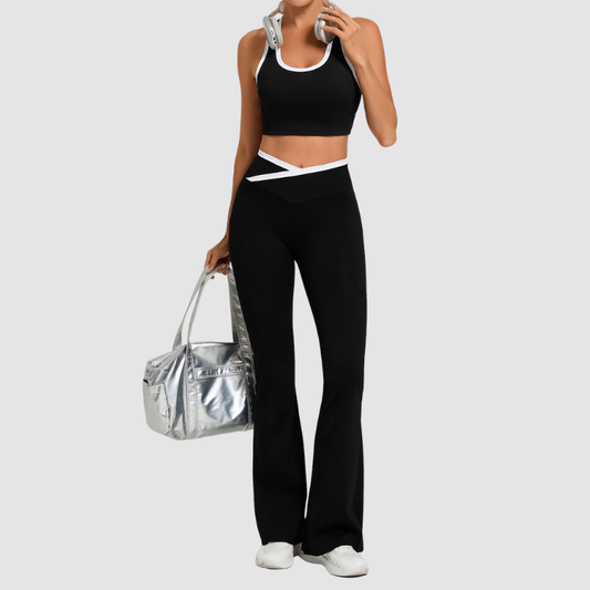 Wholesale contrasting vest+cross waistline Pants set | Wonderxfans bulk activewear