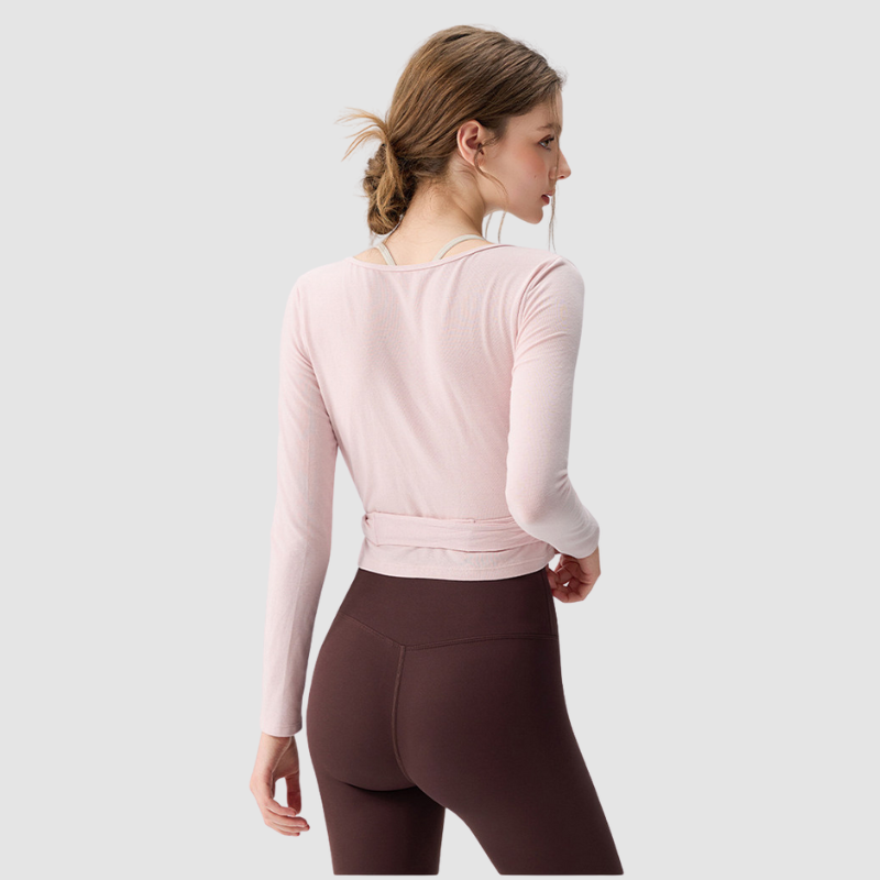 Wholesale Slim Fit Tie Front Yoga Top