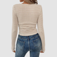 Wholesale Women's Long-Sleeve Top Square-Neck Color-Block Knit Top