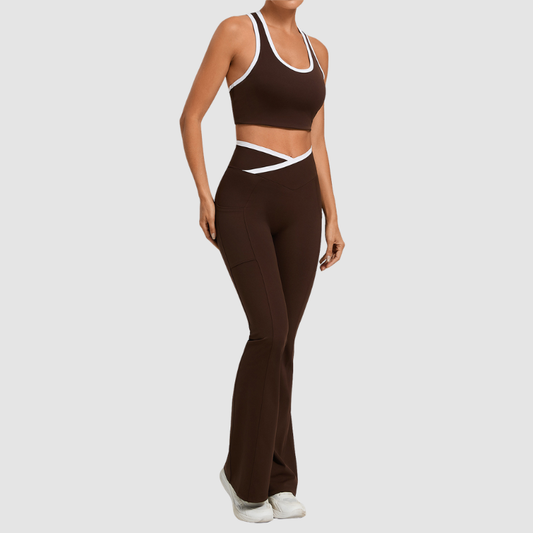 Wholesale contrasting vest+cross waistline Pants set | Wonderxfans bulk activewear