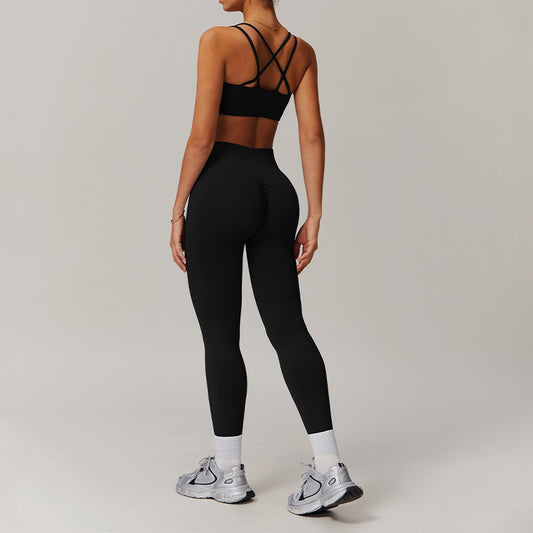 Wholesale Cross back fitness sports bra+Hip-lifting | Wonderxfans bulk activewear