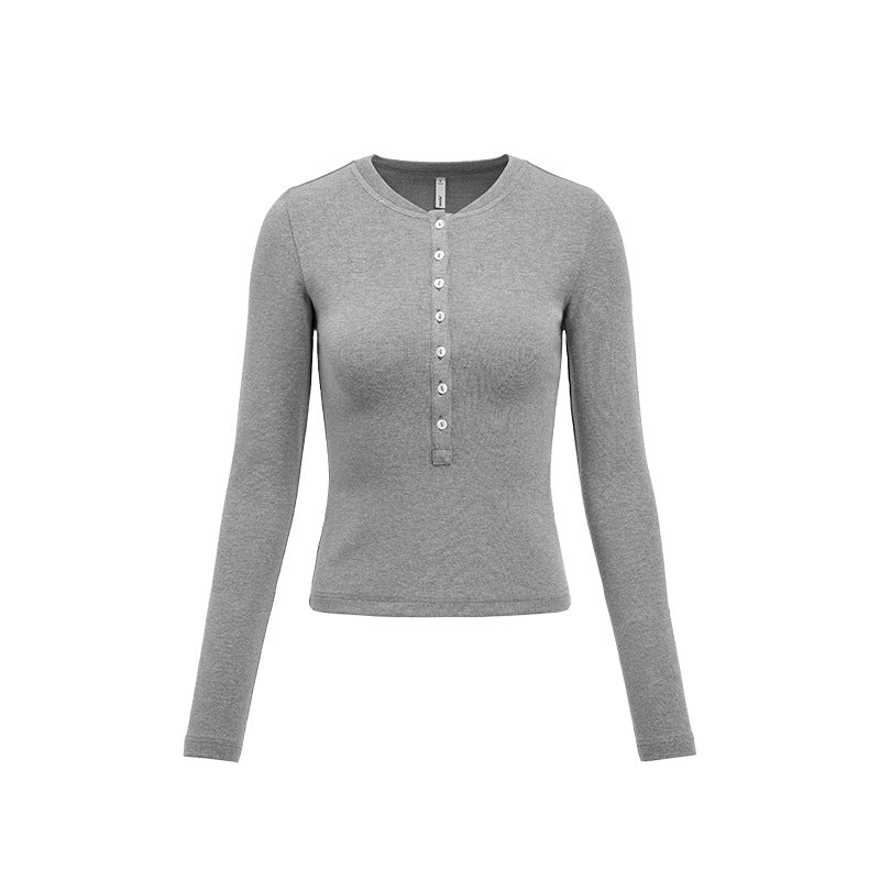Long-sleeved T-shirt with waist slim