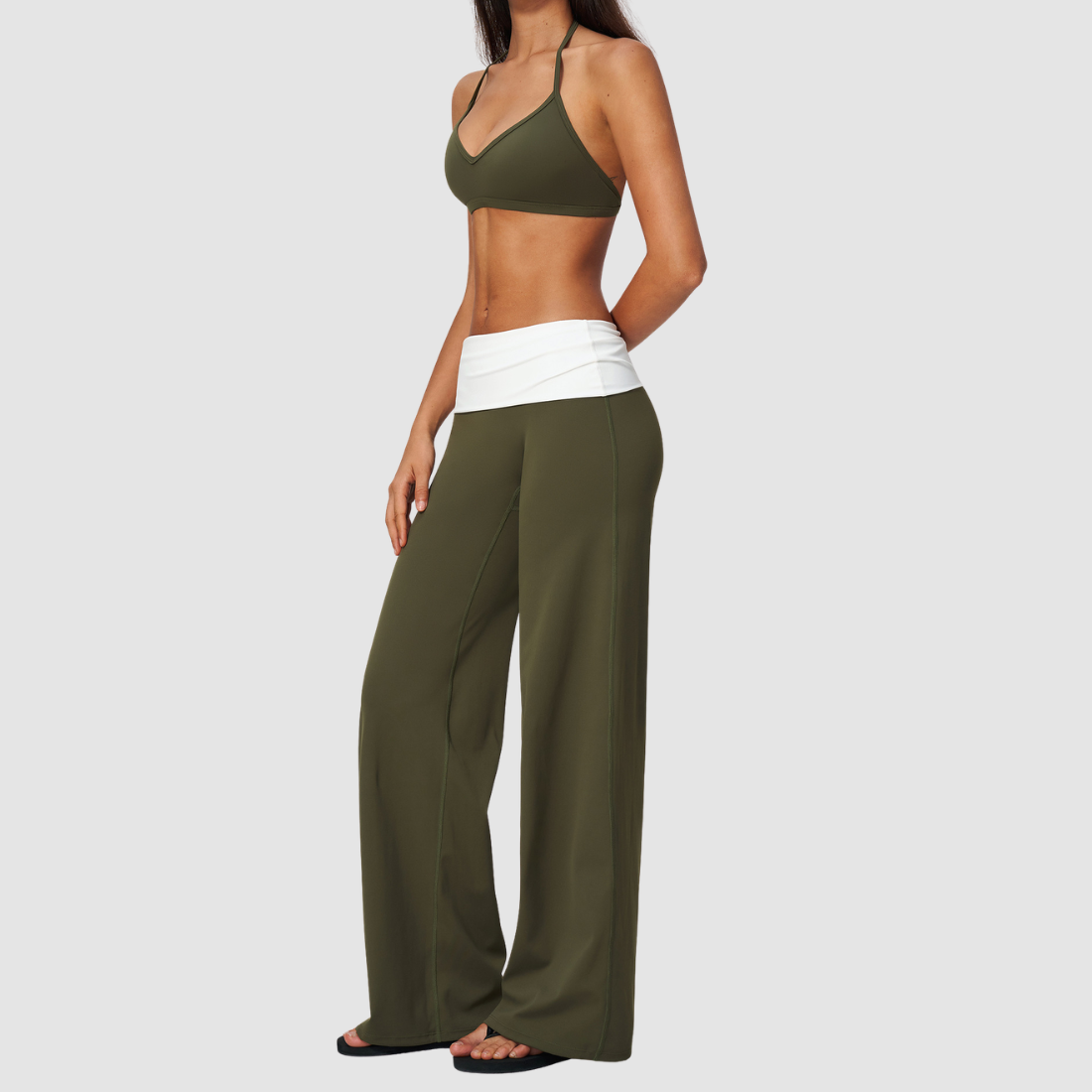 Wholesale Women’s Halter Sports Bra & Wide-Leg Yoga Pants Set