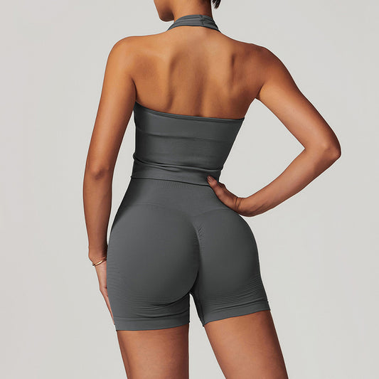 Wholesale Seamless Halterneck Threaded Yoga Bra | Wonderxfans bulk activewear