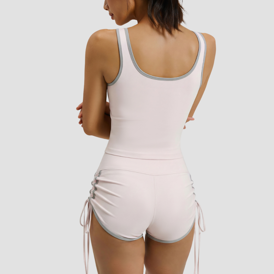 Wholesale Women's High-Support Sports Bra & Shorts Yoga Set w/ Chest Pad
