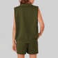 Wholesale Sleeveless V-Neck Tank & Shorts Set – Casual Athleisure 2-Piece with Pockets