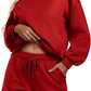 Round neck loose casual sweatshirt+Loose-fitting athletic shorts 2-piece set