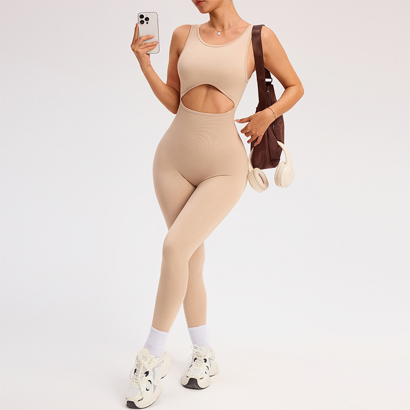 Seamless Deep V Backless Yoga Outdoor Jumpsuit