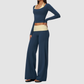 Wholesale Women’s Long-Sleeve Top & Wide-Leg Yoga Pants Set