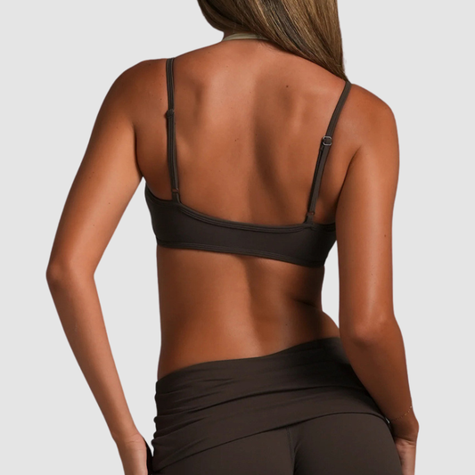 Wholesale Women's Halter Neck Faux Two-Piece Sports Bra with Adjustable Straps (30 days pre-sale)