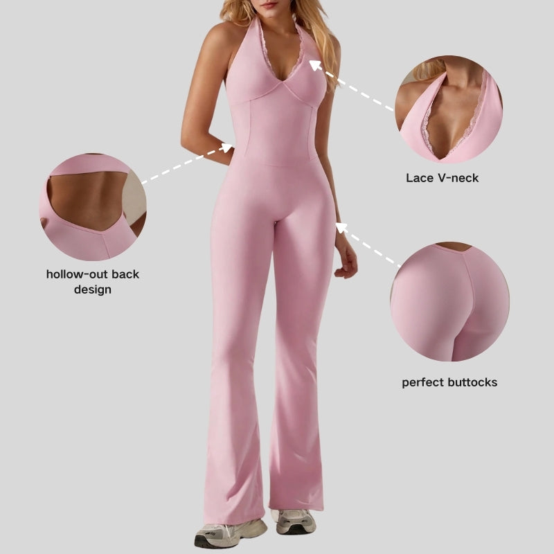 Jumpsuit with sleeveless back and hollow