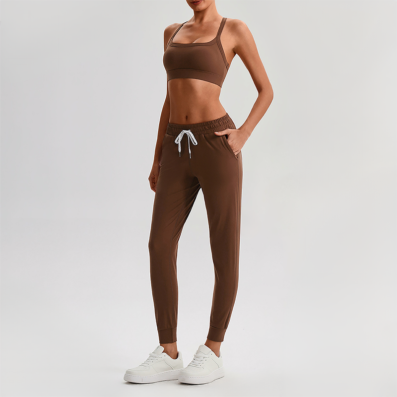 Wholesale Naked-Feel Open-Back Sports Bra & High-Waist Jogger Pants Set – Sculpting Yoga 2-Piece