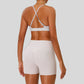 Strap bra + high-waisted shorts 2-piece set
