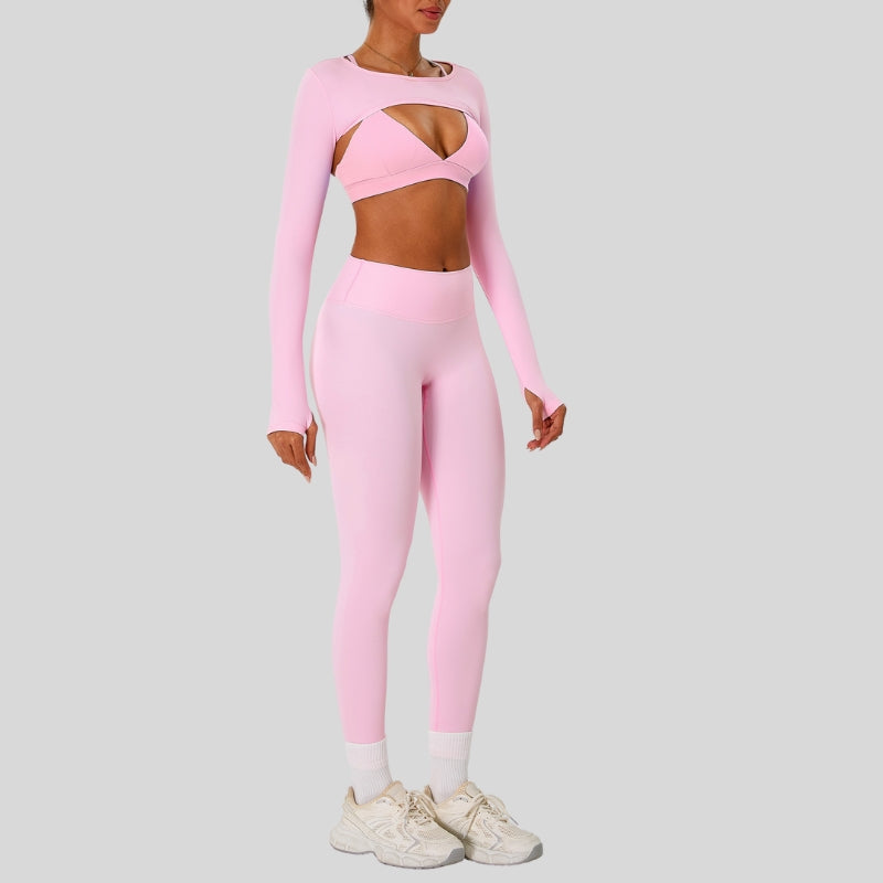 Naked Feel Sports Bra+long sleeve jacket+Legging 3-Piece Set