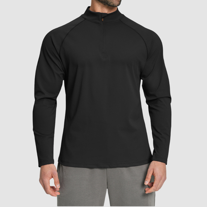 Wholesale Men's Half-Zip Mock Neck Long Sleeve Athletic Top – Moisture-Wicking Gym Fitness Training Shirt