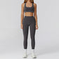 Racerback Sports Bra + high waist leggings +outdoor jacket 3-piece set