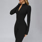 Long-sleeved stand-up collar slim-fit sports jumpsuit