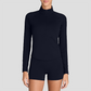 Wholesale Naked-Feel Stand-Collar Zip Jacket & Tennis Shorts Set – 2-Piece Athletic Matching Set
