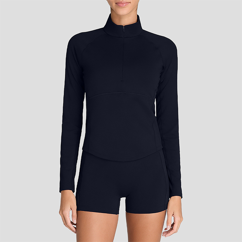 Wholesale Naked-Feel Stand-Collar Zip Jacket & Tennis Shorts Set – 2-Piece Athletic Matching Set