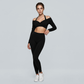 High-Elastic Quick-Dry Bare-Skin Long Sleeve Cover-Up + Bra + Leggings 3-piece set