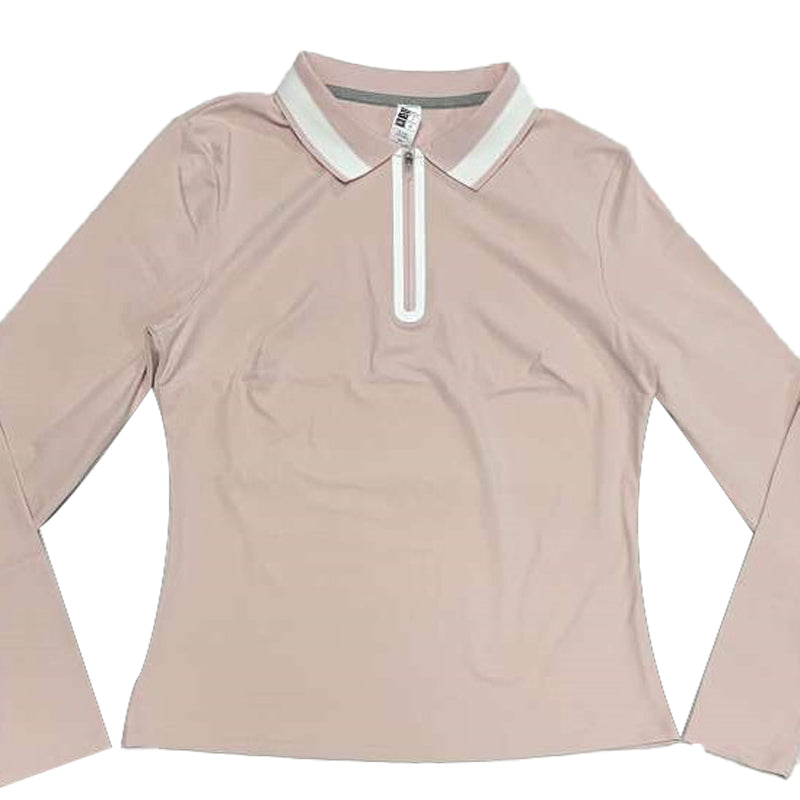 Colorblock polo collar sports top