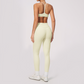 Wholesale Women's Brushed Yoga Set: V-Neck Bra & Leggings – Colorblock Tummy Control