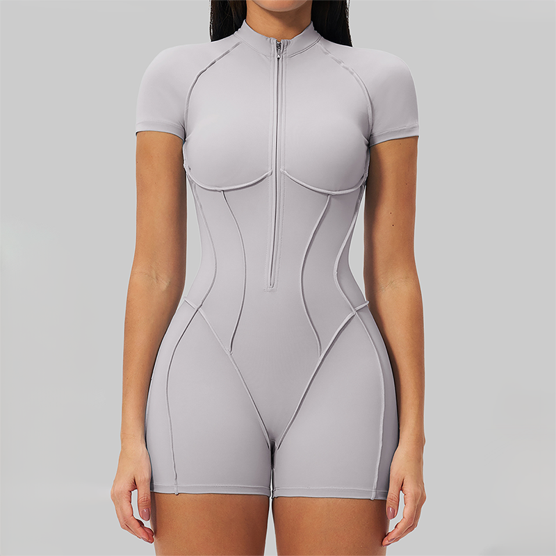 Stand-up collar zipper hip-lifting bodysuit