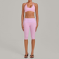 Wholesale Women's Faux-layered Bra Bra+Fold-over Waistband Shorts 2-Piece Set