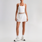 Wholesale Sleeveless Sports Top & Pleated Tennis Skirt Set – Quick-Dry Athletic 2-Piece with Built-In Shorts