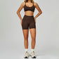 Seamless thin straps Sports Bra + High-waisted shorts 2-Piece Set