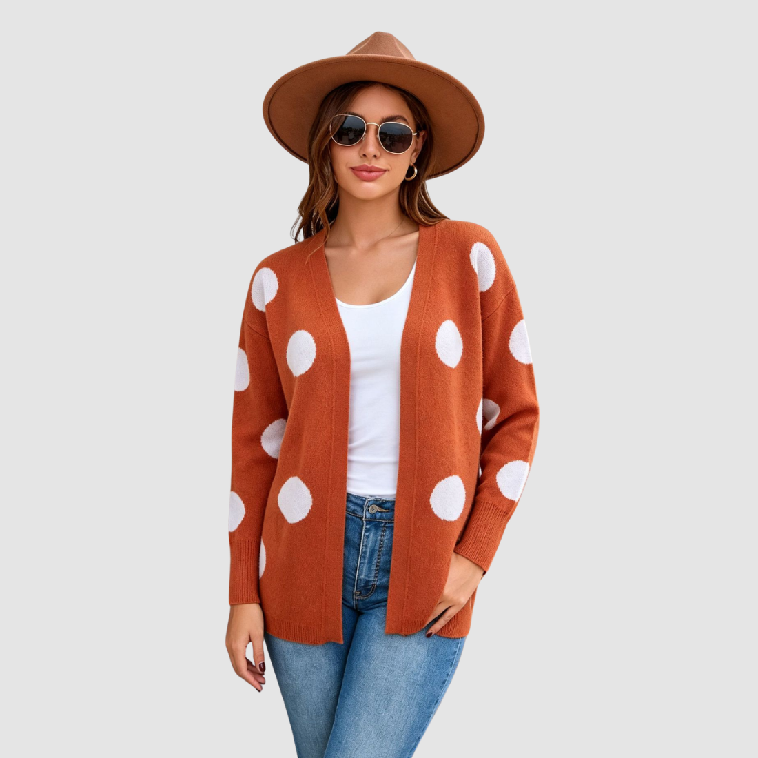 Wholesale Women’s Polka Dot Button-Front Knit Cardigan