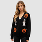 Wholesale Women's V-Neck Halloween Witch Pumpkin Lantern Cardigan