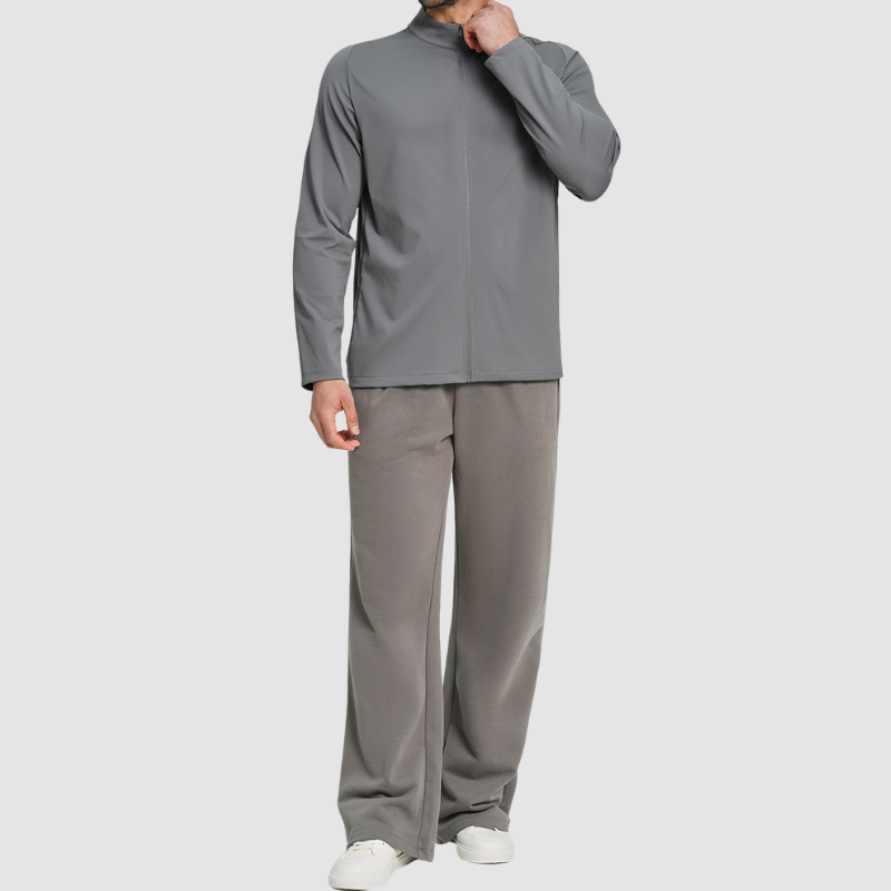 Wholesale Men's Mock Neck Long Sleeve Athletic Jacket – Moisture-Wicking Gym Fitness Training Outerwear